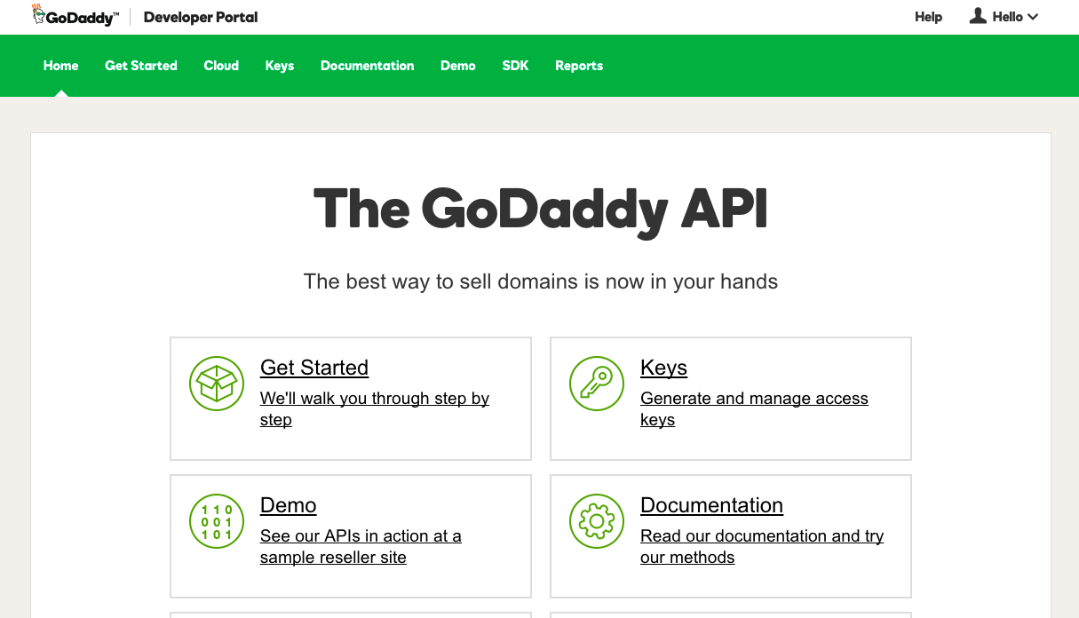 GoDaddy Developer Site